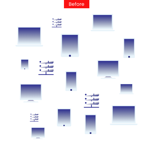 Graphic diagram showing how to identify and secure multiple network assets before